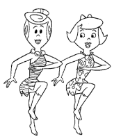 A coloring page of the flintstones